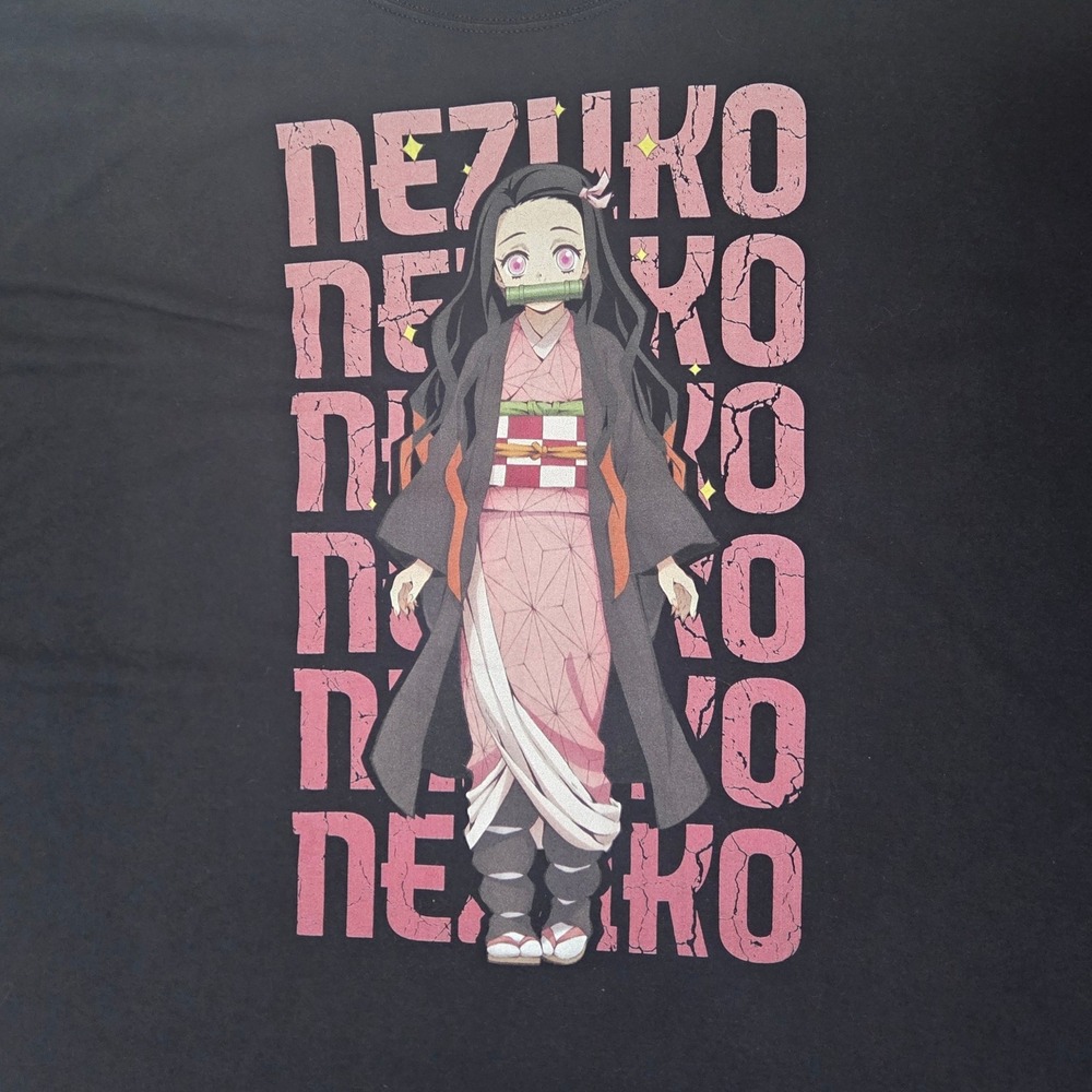 Demon Slayer Nezuko Kamado Graphic T-Shirt Black Unisex 4XL Cotton Anime Tee